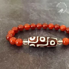 【成功への導き】九眼天珠×水晶×カーネリアン ブレスレット