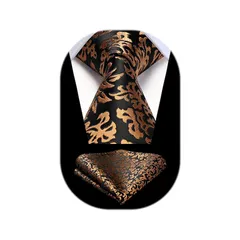 [HISDERN] ネクタイ チーフ セット メンズ 花柄 おしゃれ ネクタイ ビジネス用 フォーマル 礼服用 二次会 パーティー 派手 高級 プレゼント