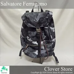 値引き交渉お気軽にどうぞ！ 【極上美品Sランク】 Salvatore Ferragamo サルバトーレ フェラガモ リュックサック デイバッグ 迷彩 ブラック リバーシブル