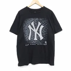 XL/古着 半袖 Tシャツ メンズ MLB ニューヨークヤンキース コットン クルーネック 黒 ブラック 25jul23 中古