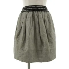 ガリャルダガランテ GALLARDAGALANTE スカート ひざ丈 フレアー リネン混 グレーベージュ 1