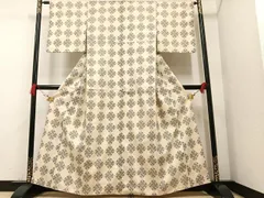 アンティーク 麻 立涌幸菱格子織文 着丈135センチ 裄57センチ