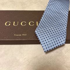 美品 GUCCI グッチ シルク 100％ ライトブルー 水色 254-692