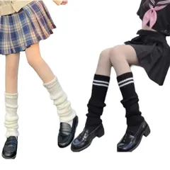 ライン あり くしゅくしゅ ルーズソックス風 レッグウォーマー レディース 靴下 ホワイト/ブラック ルームウェア ルームソックス 暖かい おしゃれ ソックス コスプレ ハロウィン 通勤通学 冷え取り 防寒 可愛い かわいい 女性 春 秋 冬 白 女の子