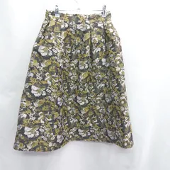 ◇ ◎●未使用● Θ INTERPLANET インタープラネット 花柄 膝下丈 フレア スカート サイズ2 ブラック系 レディース E  【1504210012758】