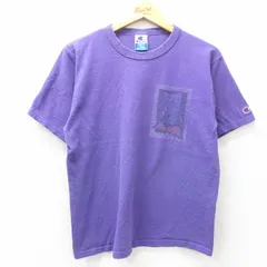 L/古着 チャンピオン champion 半袖 ビンテージ Tシャツ メンズ 90s 仮面 コットン クルーネック 紫 パープル 25may29 中古