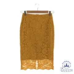 ☆美品☆ GU ジーユー スカート タイトスカート ひざ丈 レース レディース オレンジ S 901-2466 送料無料 古着