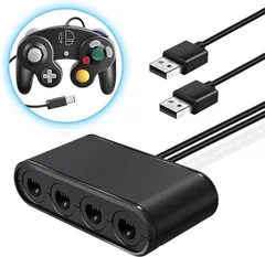 「アップグレード版」Tukebon switch用GCコントローラ変換アダプタ GCコントローラー接続タップ ニンテンドー ゲームキューブ コントローラ接続タップ ４ポート 最大８人同時にプレイ 大乱闘スマッシュブラザーズ対応 switch