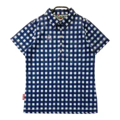 サイズ：L LE COQ GOLF ルコックゴルフ  半袖ポロシャツ 刺繍 ブロックチェック柄 ネイビー系 [240101481133] ゴルフウェア レディース ストスト