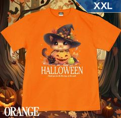 GENJU XXL 사이즈 할로윈 고양이 고양이 호박 유령 남성 티셔츠 반소매 HALLOWEEN Harvest Festival