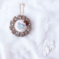 ハンドメイド　両面マタニティマーク　チュールロゼット　ブラウン　完成品