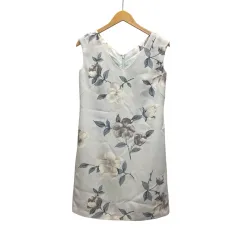 マーキュリーデュオ MERCURYDUO ミニワンピース ノースリーブ Vネック 花柄 001720304801 ライトブルー 白 ホワイト