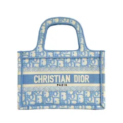 【名古屋】クリスチャンディオール ブックトートミニ ライトブルー ハンドバッグ オブリーク エンブロイダリー 水色