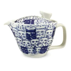 【特価商品】J-kitchens 勲山窯 急須 茶こし付き 240ml 1人用 ~ 2人用 波佐見焼 日本製 キャッツ ブルー