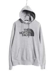 【お得なクーポン配布中!】 ノースフェイス プリント スウェット フード パーカー メンズ S / 古着 The North Face アウトドア プルオーバー 裏起毛 トレーナー グレー