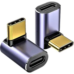 fine-R USB4 Type C 方向 変換 アダプター 上下 90° 2個 セット (単品販売もあります) L字 L型 USB4.0 高速充電 PD充電 100w 高速データ転送 40Gbps オス メス コネクター （PL保険加入品） (USB4  1