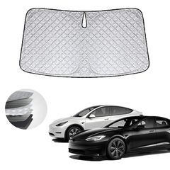 WAIROGA テスラ モデルY 専用フロントサンシェード 2019年～現行 車用サンシェードフロントガラス 日よけ 六層構造 車種専用設計 UVカット 日焼け防止 劣化防止 収納バッグで 簡単に取り付け 吸盤なし メーカー直営 (シルバー テスラ モデルy