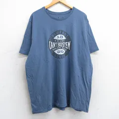 XL/古着 リー Lee 半袖 ブランド Tシャツ メンズ BLUFAST DENIM 大きいサイズ コットン クルーネック 薄紺 ネイビー 25jul30 中古