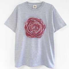 バラの花柄Tシャツ 大人っぽい水彩画のようなバラの花手描きTシャツ。