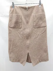 ◇ NATURAL BEAUTY BASIC フロントファスナー ポケット付き ひざ丈 タイト ナロー スカート サイズS ブラウン レディース E  【1303160009227】