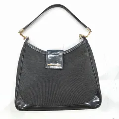 ピンキー＆ダイアン(Pinky&Dianne) キャンバス×エナメル チェーンワンショルダー ダークグレー 【中古】 JA-20165