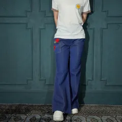 70's USA VINTAGE FLOWER EMBROIDERY DESIGN FLARE DENIM PANTS/70年代アメリカ古着お花刺繍デザインフレアデニムパンツ