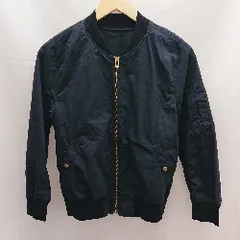 ◇ GLOBAL WORK ジップアップ　裾リブ 長袖 ブルゾン サイズM ネイビー レディース E  【1212200012816】