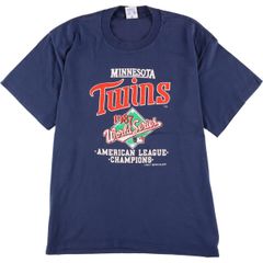 古着 80年代 LOGO7 MLB MINNESOTA TWINS ミネソタツインズ 1987 WORLD SERIES スポーツプリントTシャツ USA製 メンズM/eaa261504