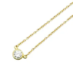 (3753)ティファニー TIFFANY & Co. 750YG エルサペレッティイエローゴールド ダイヤ1P バイザヤード ネックレス レディース 3753