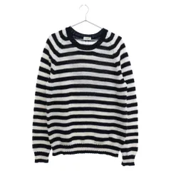 SAINT LAURENT PARIS (サンローランパリ) 15AW ローゲージボーダーニット クルーネック長袖セーター ホワイト/ブラック 390409 Y1JN1のサムネイル