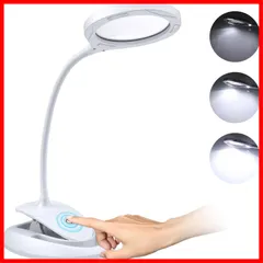 (ホワイト) 多用途 目に優しい クリップ対応 置き型 USB給電 無段階調光 角度調整可能 折りたたみ式 5/10倍の倍率拡大鏡を搭載 卓上ライト スタンド スタンド ルーペ led ライト付き 拡大鏡 【1台2役】QaaJaa