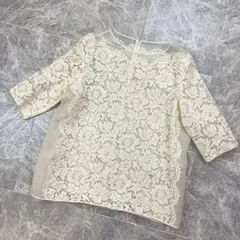 VALENTINO ヴァレンティノ フラワー レース シースルー ブラウス 44 ホワイト アイボリー シルク 花柄 トップス レディース シースルー PAWNSHOPRiZ  パウンショップリズ