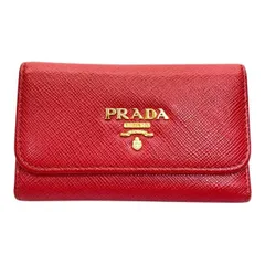 PRADA プラダ 1M0222 6連 キーケース 小物 サフィアーノ レザー ロゴ レッド