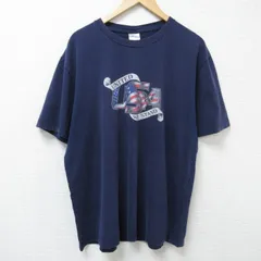 XL/古着 半袖 ビンテージ Tシャツ メンズ 00s USA ロゴ 大きいサイズ コットン クルーネック 紺 ネイビー 25jun17 中古
