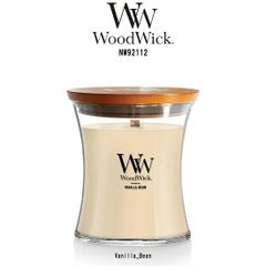 WoodWick(ウッドウィック)アロマキャンドル 【ブランド箱なし】 アワーグラス ジャーM バニラビーン アンバー スウィート 燃焼音 ギフト Vanilla Bean NW92112