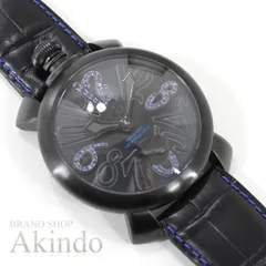 ガガミラノ 腕時計 マヌアーレ マニュアーレ 48mm 文字盤 ブルーサファイア 世界50本限定 黒メッキ PVD 新品ベルト 希少 レア GaGa Milano