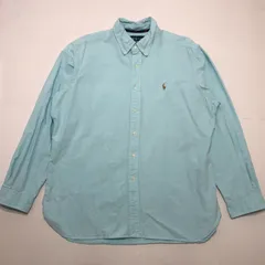 Ralph Lauren 90's ラルフローレン CLASSIC FIT ボタンダウンシャツ オックスフォードシャツ ポニー ワンポイント刺繍  90年代 中国製 メンズXL ライトグリーン