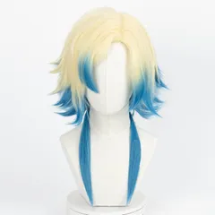 【お取寄せ商品！納期ご相談下さい！】コスプレ耐熱ウィッグ ライトゴールド ブルー 2トーン ロング キャラクターウィッグ  ◆ブルーロック/ミヒャエル・カイザー 等