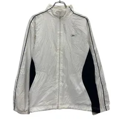 Reebok ナイロンジャケット L ホワイト リーボック ジップアップ ワンポイント ロゴ スポーティー アウター 古着卸 アメリカ仕入 a612-5161