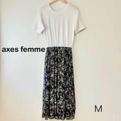 axes femme ドッキング ロングワンピース レース 切替 フェミニン