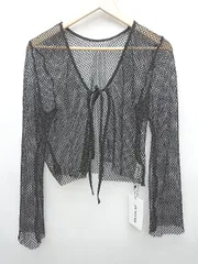 ◇ ◎●未使用●⊂ JUNOAH ジュノア タグ付き　メッシュ 長袖 ボレロ　カーディガン サイズXL ブラック レディース P  【1410230003112】