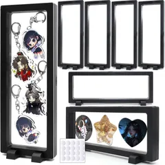 COZENRE ラバーストラップ アクリルキーホルダー 収納 ディスプレイスタンド-7個セット 缶バッジ 展示 耐久性 おしゃれ ディスプレイケース 取り外せる台座 アクリルキーホルダー 透明度 鑑賞に最適(ブラック)