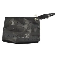 CHANEL (シャネル) パンチング レザー クラッチ バッグ ブラックのサムネイル