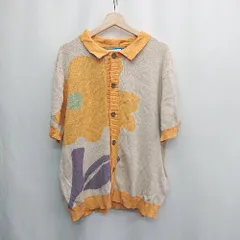 ◇ ⊂ BLESS YOU ALL 総柄 半袖 ニットシャツ サイズF オレンジ系 メンズ E  【1503060004265】