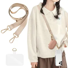 新品 [Shirizu] スマホストラップ 斜めがけ 首掛け 肩掛け スマホ ショルダーストラップ 長さ調節可能 携帯ストラップ 長い 140cm 幅 2cm タグパッチ1枚入り ネックストラップ ショルダー スマホ Strap 軽量 耐久性 忘れ物防止