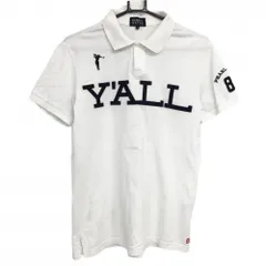 ★SALE価格★パーリーゲイツ 半袖ポロシャツ 白×ダークネイビー ビッグフェルトワッペン コットン100％ メンズ 4(M) ゴルフウェア PEARLY GATES