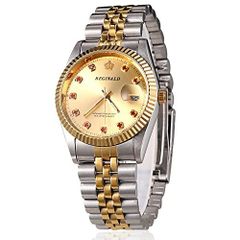メンズ ゴールド ステンレス 腕時計 ビジネス カジュア 腕時計 防水 日付表示 夜光 贅沢 ダイヤモンド ゴールド シルバー 金腕時計 (ゴールド)