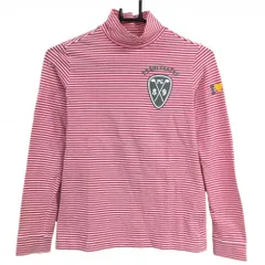 パーリーゲイツ 長袖ハイネックシャツ ピンク×白 ボーダー コットン混 レディース 0(S) ゴルフウェア PEARLY GATES