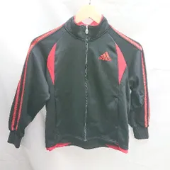 ◇ adidas アディダス ジップアップ　刺<!-利用不可文字-!>ロゴ　ストレッチ　シンプル 長袖 ジャケット サイズ140 ブラック系 メンズ E  【1303290022769】