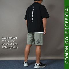 新品【COMONGOLF/コモンゴルフ】ビッグシルエット半袖ハーフZIPシャツ&ショートパンツゴルフセットアップ(CG-SET402B)ゴルフウェア 春夏 メンズパンツ ゴルフパンツ ズボン ハーフパンツ DRY機能 ストレッチ M L XL XXL XXXL